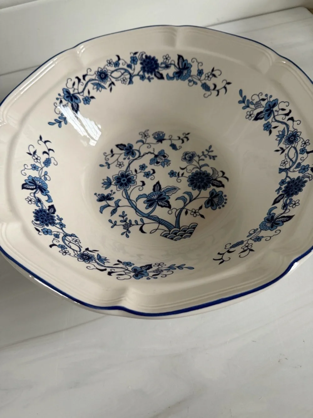 Vintage Hankook Blue & White Ceramic Serving Bowl | 11.75” Blue Onion Bowl